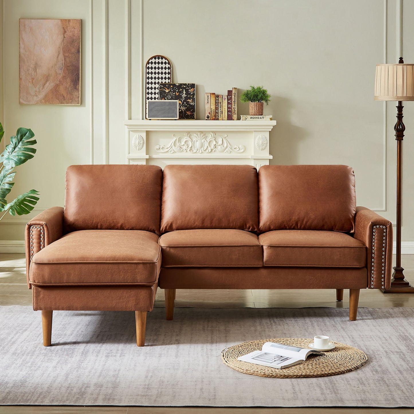 L-Shape Sofa Couch With Chais Mid-Century, Strong Leg And Design That Will Complement Any Living Space, Left Chaise