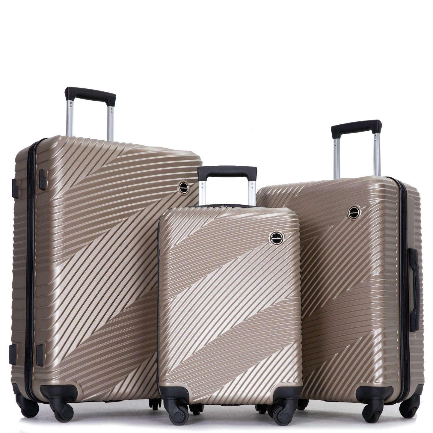 3 Piece Luggage Sets Lightweight Suitcase With Two Hooks, Spinner Wheels,
