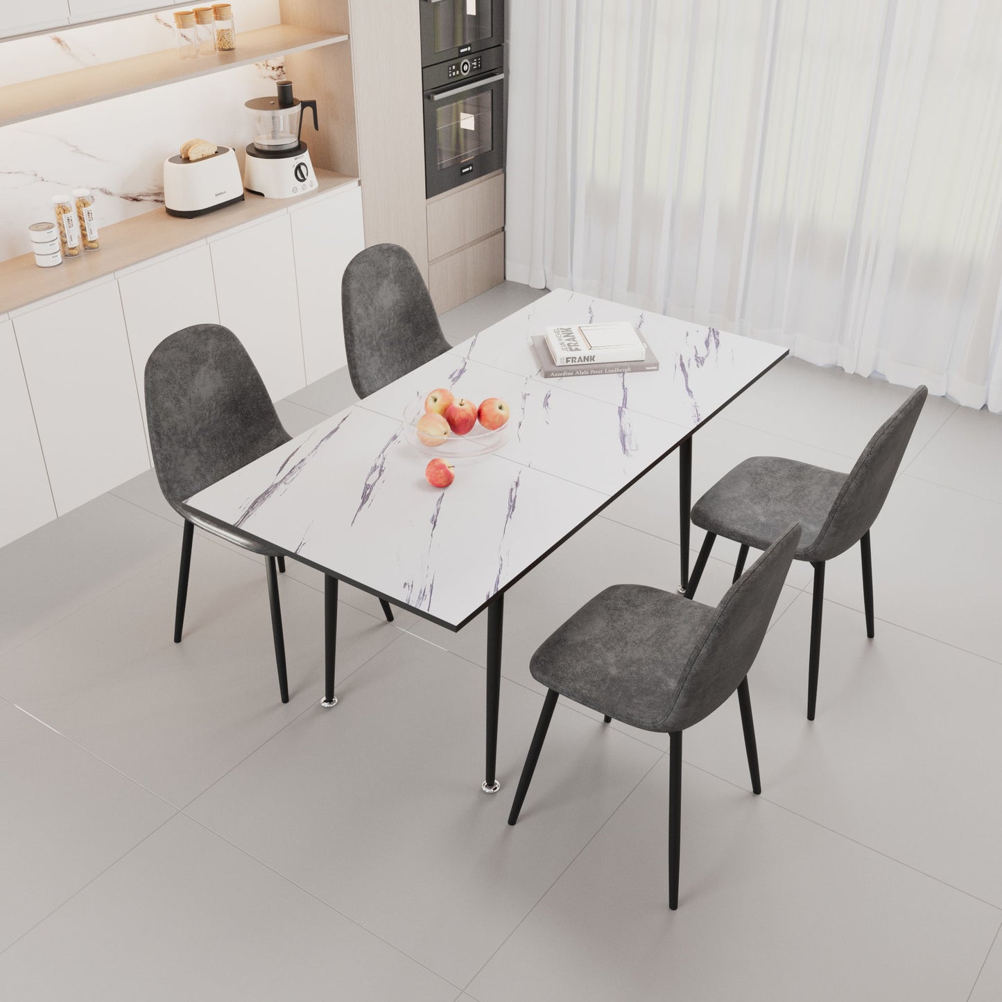 Modern Extendable Dining Table And Chair Set For 2 - 6 People