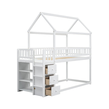 Bunk Bed With Shelves And Drawers, Storage Focused Design