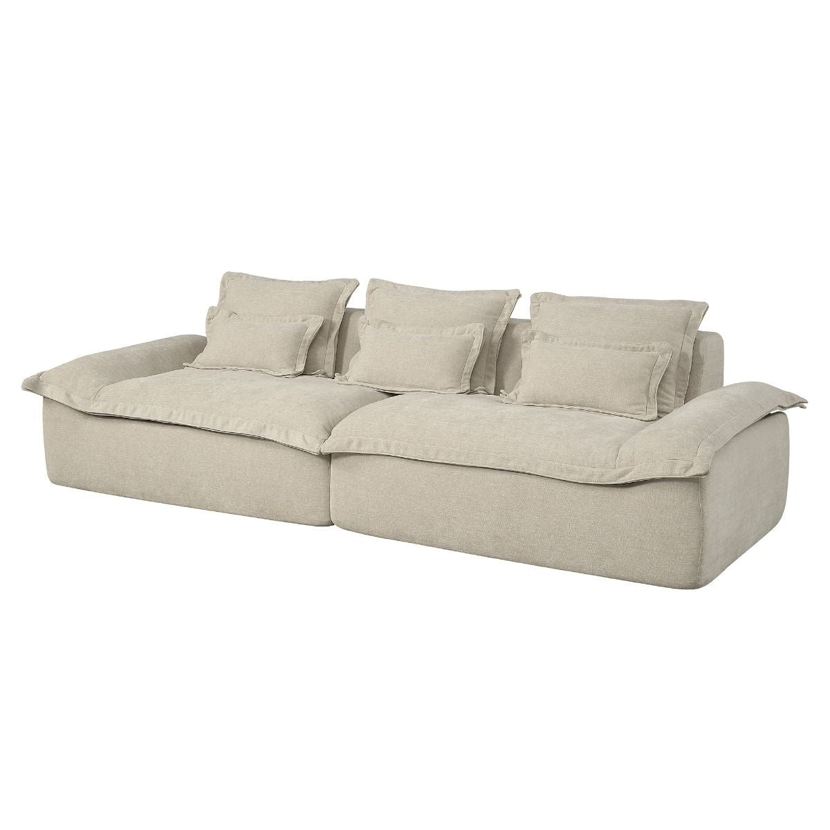 Jesse - Oversized Sofa With 6 Pillows - Beige Linen