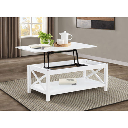 Slater - Lift Top Coffee Table With X Frame Design - White
