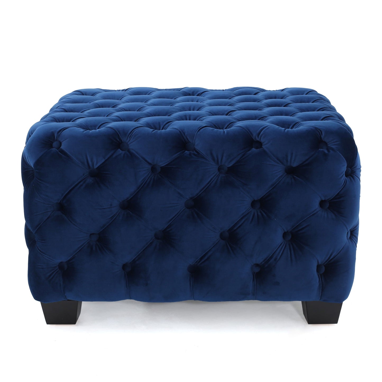 Modern Glam Ottoman With Velvet Upholstery And Button Tufted Design