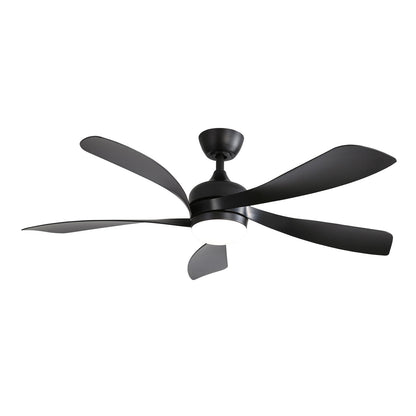 52" Low Profile Ceiling Fan With Remote Control Lights DC Motor For Patio Living Room - Black