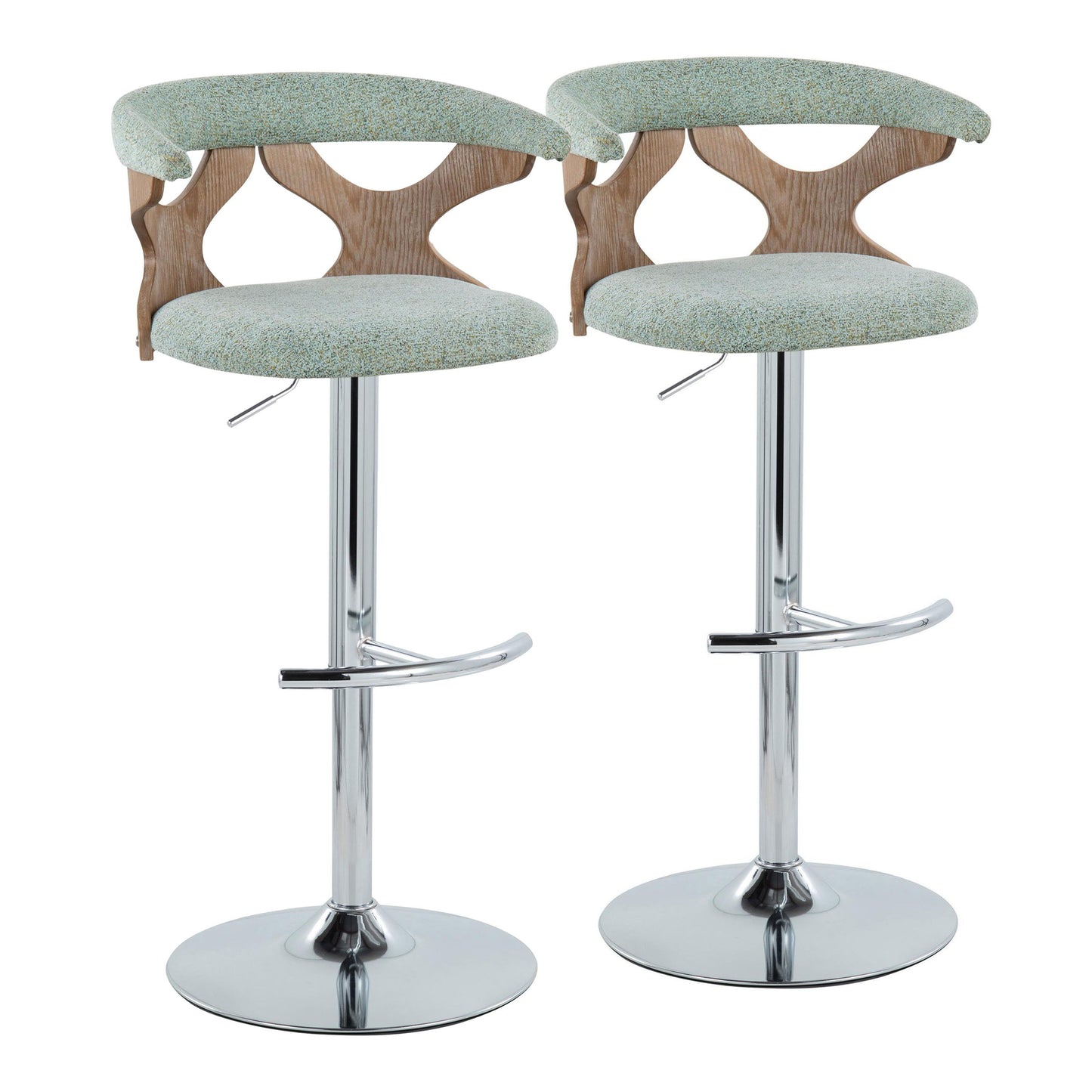 Gardenia - Contemporary Adjustable Barstool With Swivel / Rounded T Footrest (Set of 2)