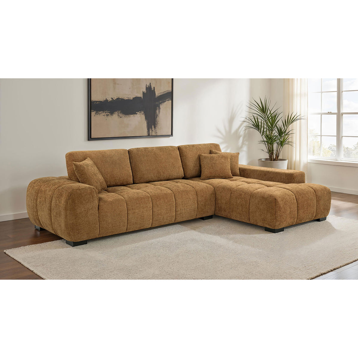 Plather - Sectional Sofa With Chaise - Amber