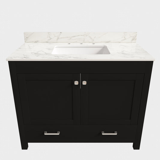 Bathroom Vanity Set, Sink And Faucet Holes Included - Black