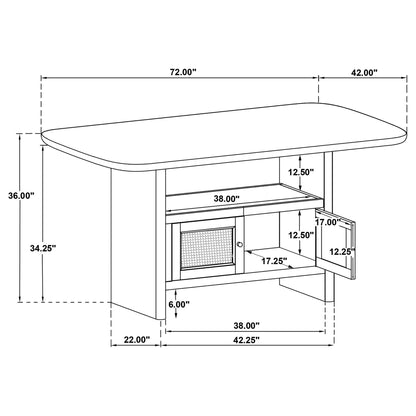 Kimpton - Counter Height Dining Table With Storage Cabinet And Shelves - Beige