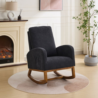 Rocking Glider Chair With High Back And Side Pocket