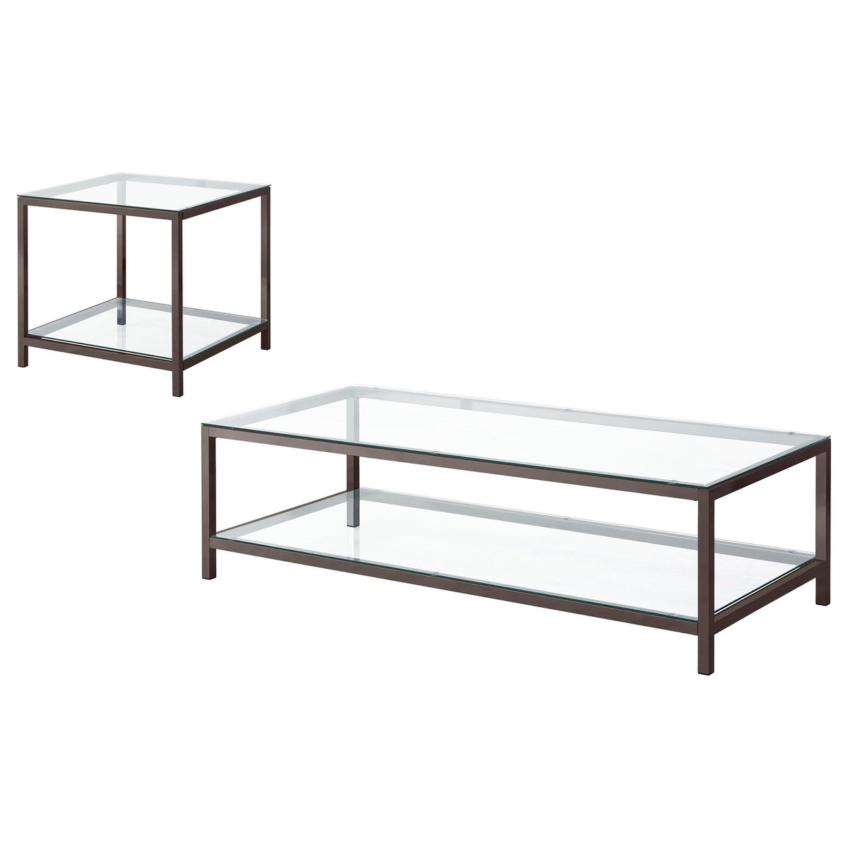 Natasha - 2 Piece Coffee Table Set - Nickel