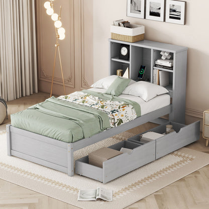 Bed Frame With Built In USB Port And 2 Drawers