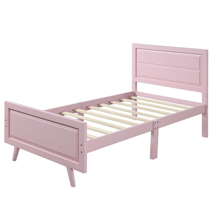 Twin Platform Bed Frame Mattress Foundation With Headboard And Wood Slat Support