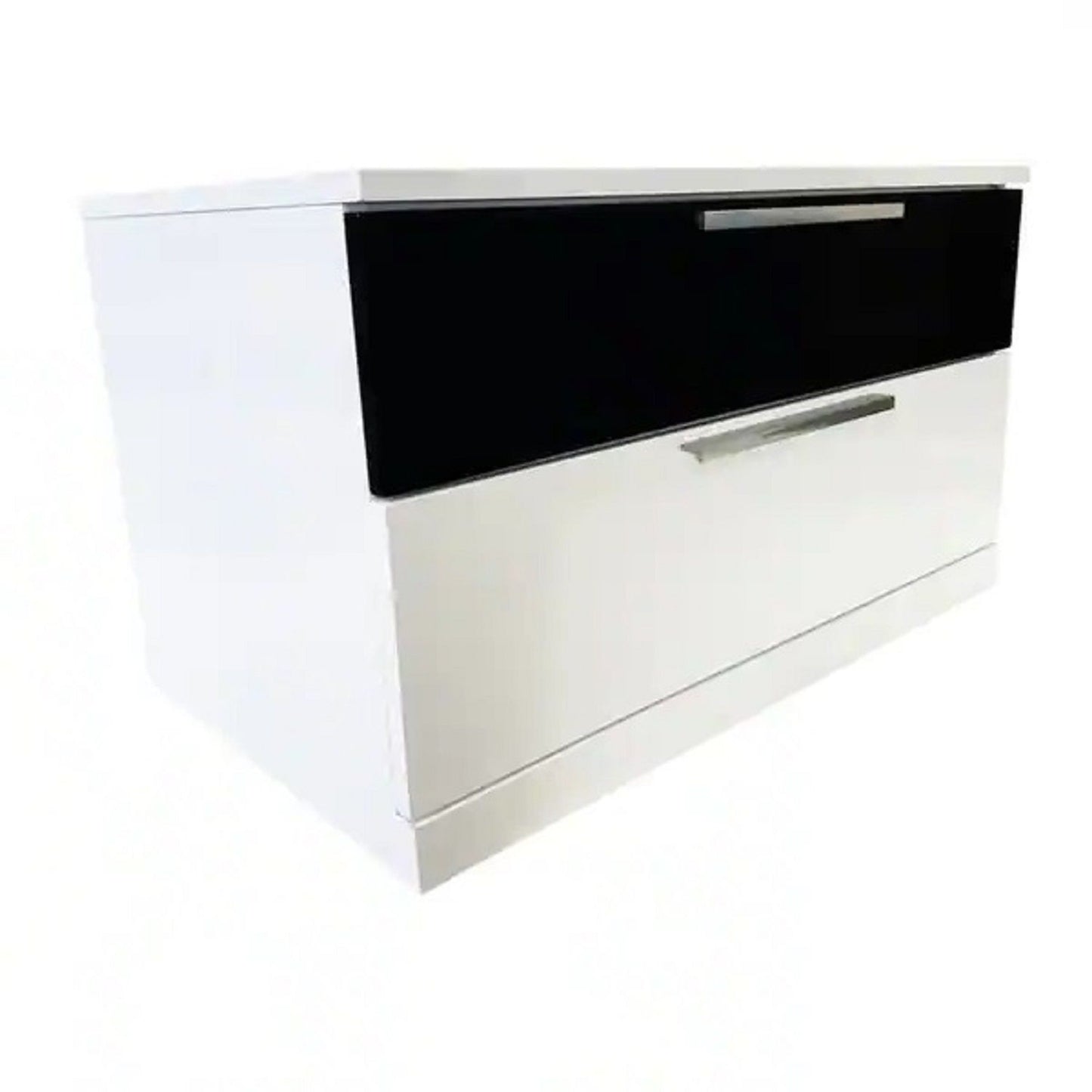 2 Drawer Nightstand, Bedside Table - White / Black