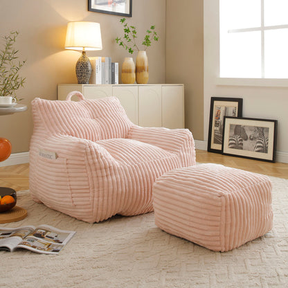 Giant Bean Bag Chair With Armrests And Footstool
