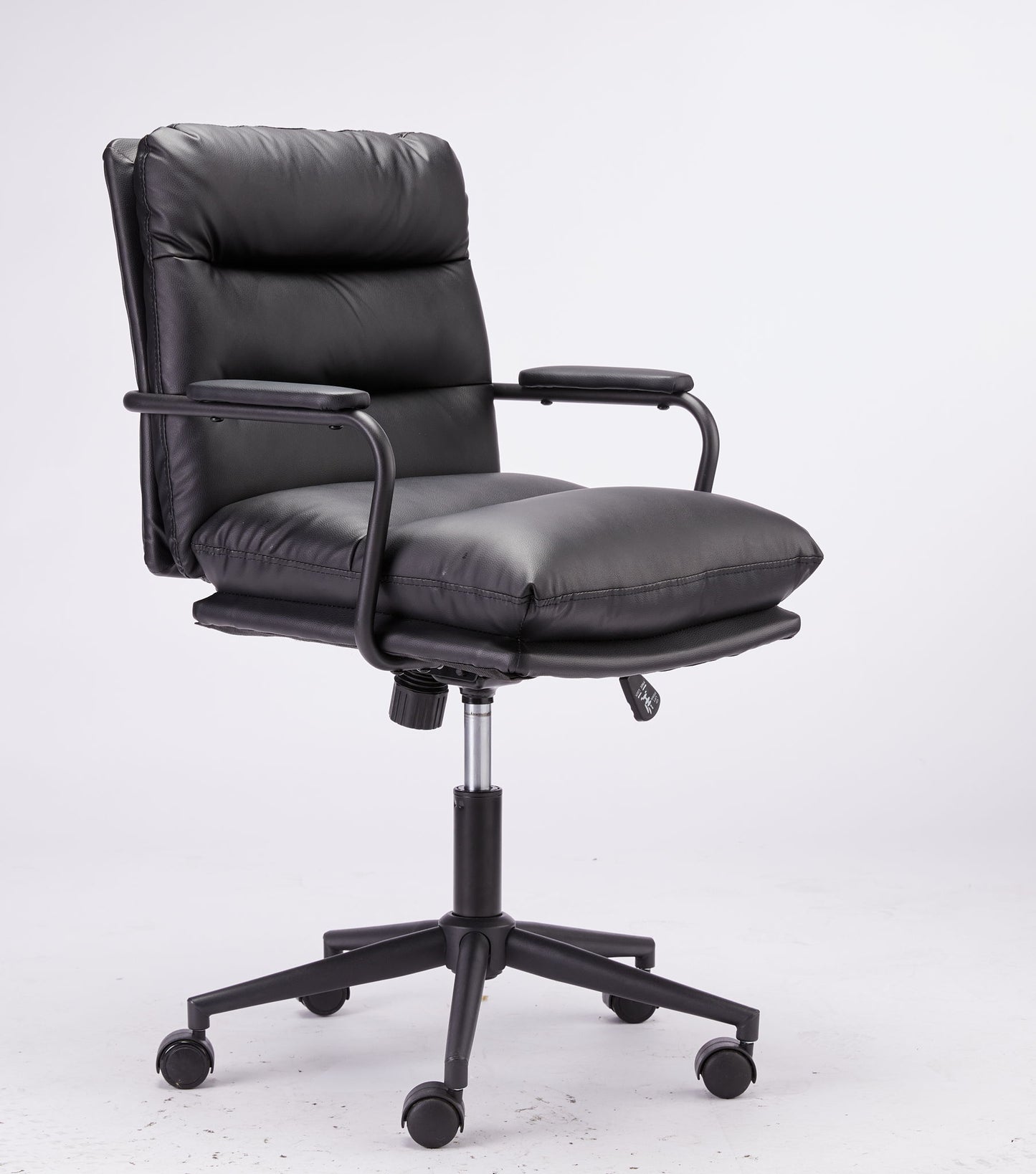 Office Chair Mid Back Desk Chair Modern Excutive Office Chair With Arms And Wheels For Home Office - Black