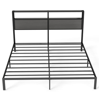 Bed Frame With Headboard, LED Lights & Charging Station