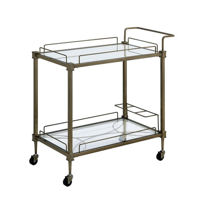 Aditya - Serving Cart - Mirrored & Antique Brass