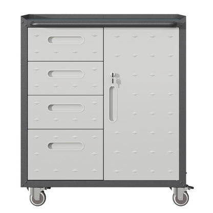 Sturdy Metal Tool Storage Cabinet With Wheels Durable Garage, Office & Home Organizer Steel
