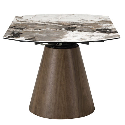 Eada - Dining Table With Ceramic Top - Beige Chenille, Ceramic Top & Walnut