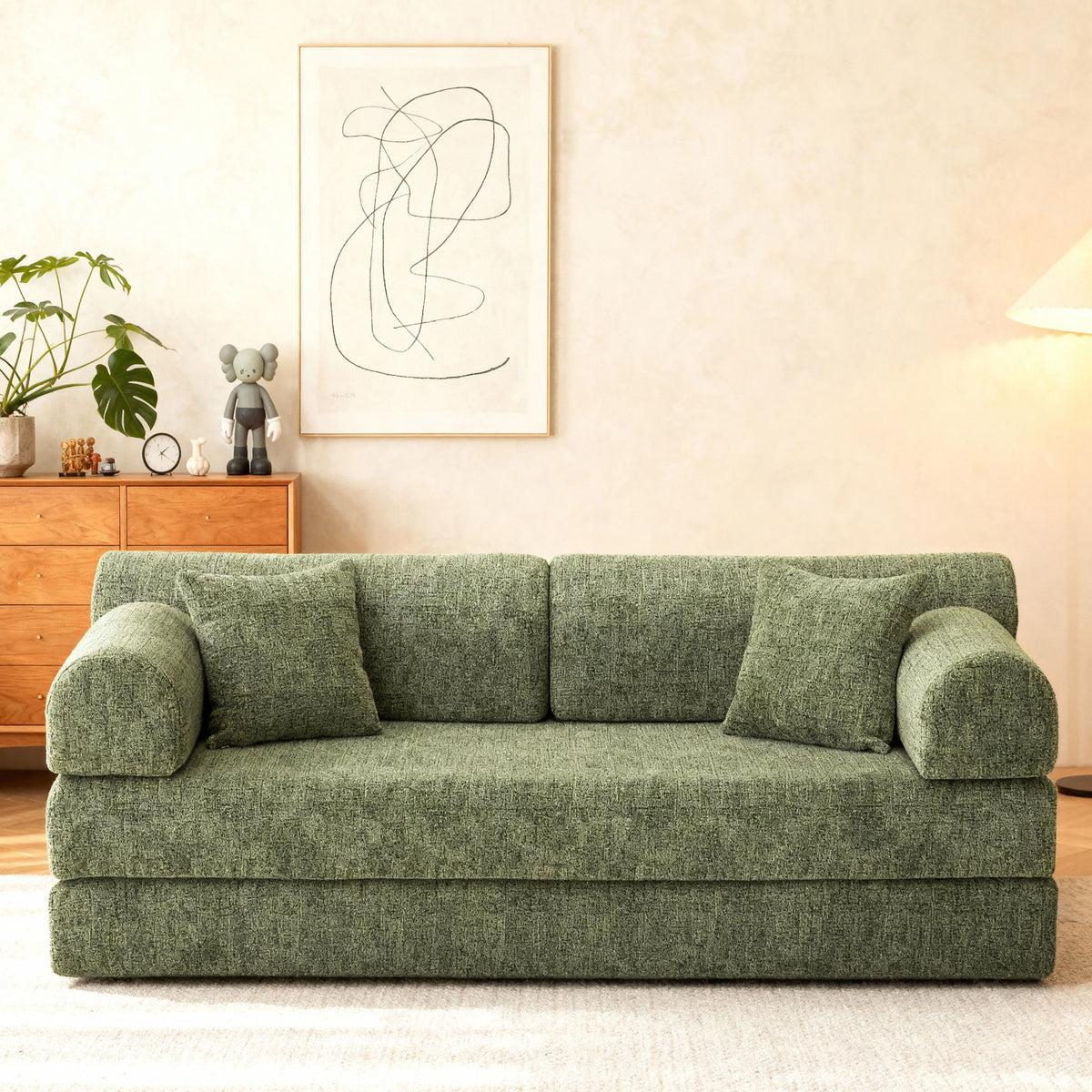 Convertible Sleeper Sofa Bed, Folding Mattress Couch & Fixed Shape Frame For Living Room