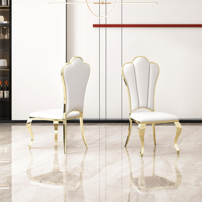Modern ette Dining Chairs, Unique Backrest Design With Stripe Armless (Set of 2)