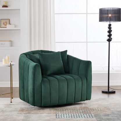 Upholstered Oversized 360° Swivel Accent Barrel Chair And Half Cozy Sofa With 3 Pillows