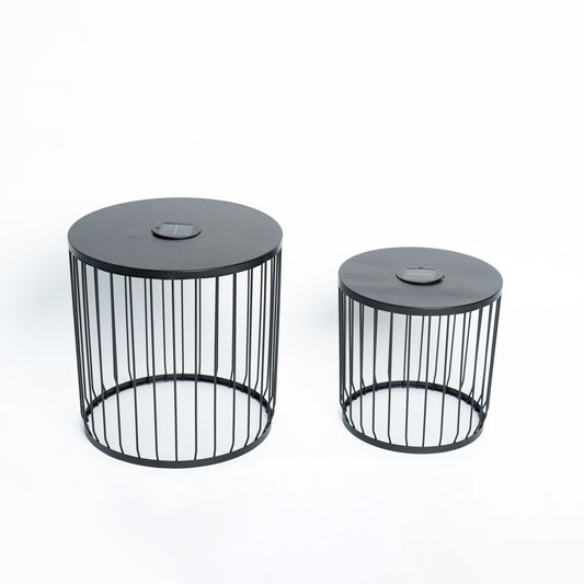 Solar Powered Nesting Side Table Set - Black