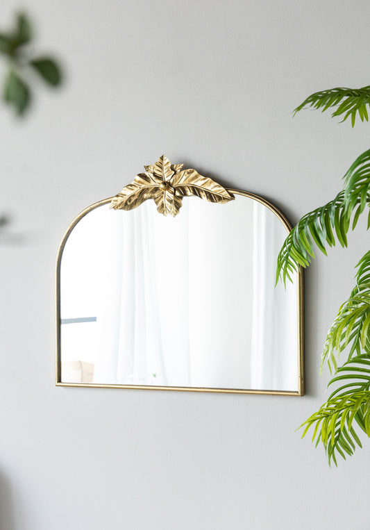 Arched Wall Mirror With Metal Frame, Wall Mirror For Living Room