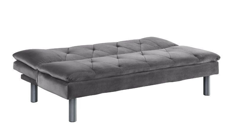 Cilliers - Futon - Gray Velvet & Chrome Finish