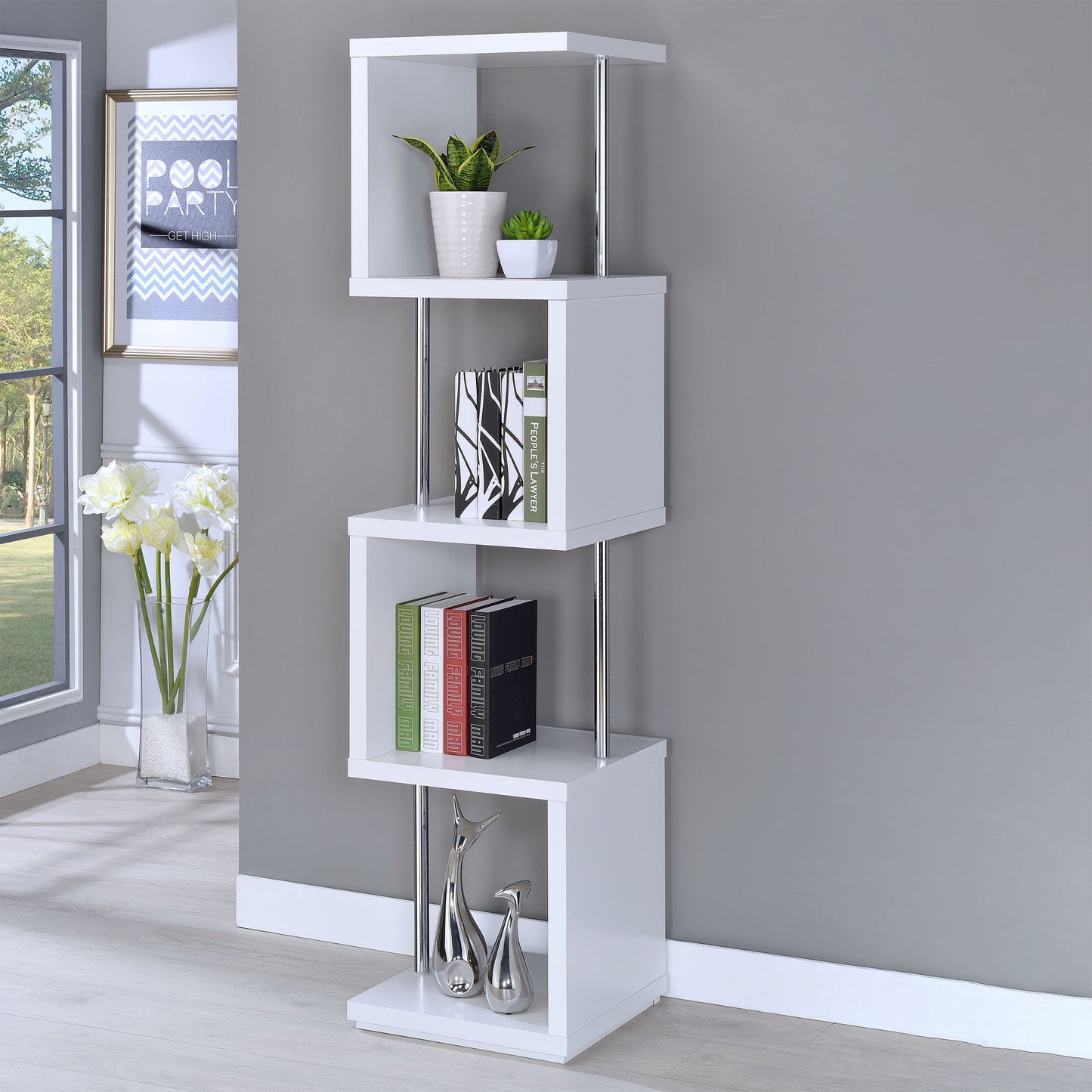 4 Tier Bookcase With Accents