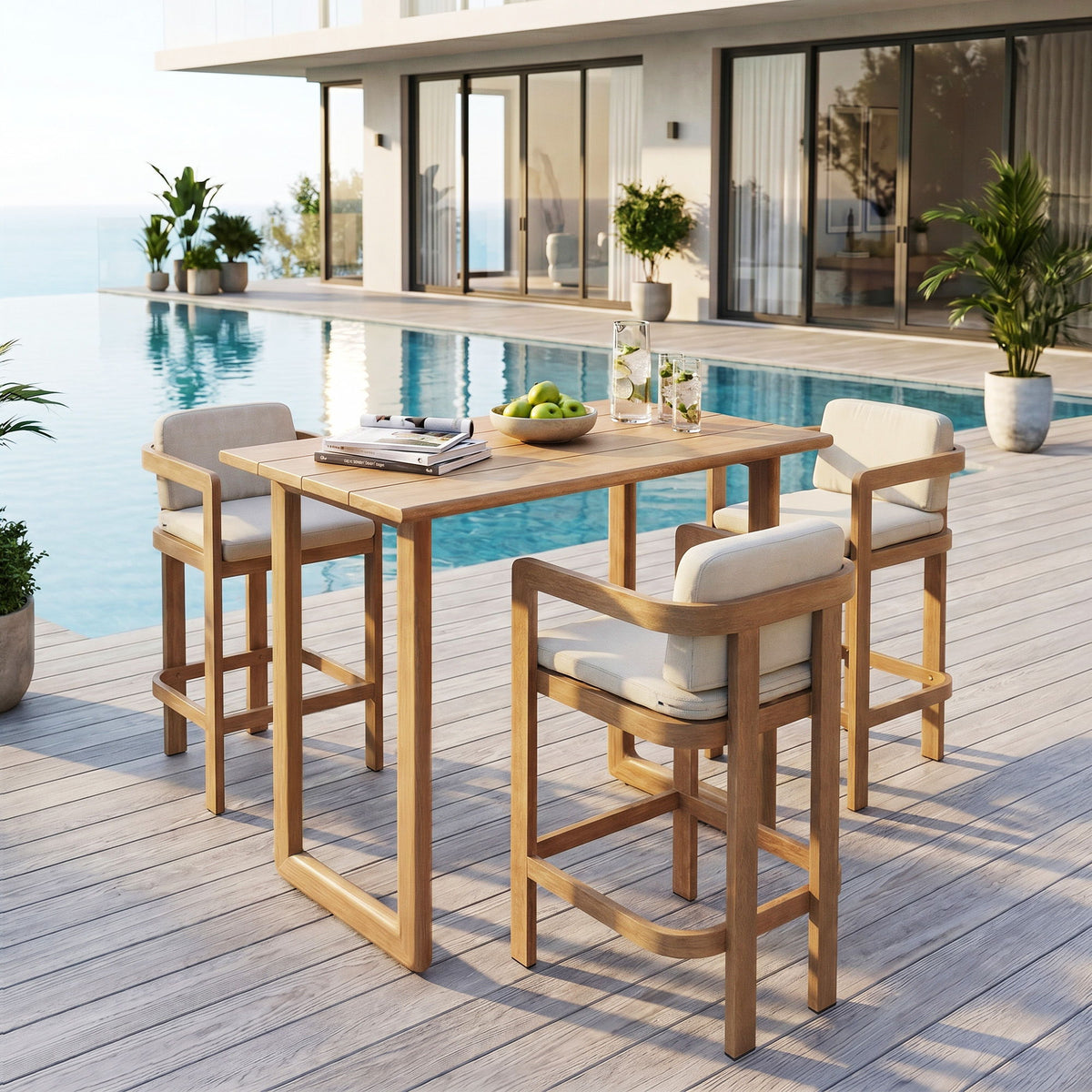 Outdoor Patio Bar Table - Natural