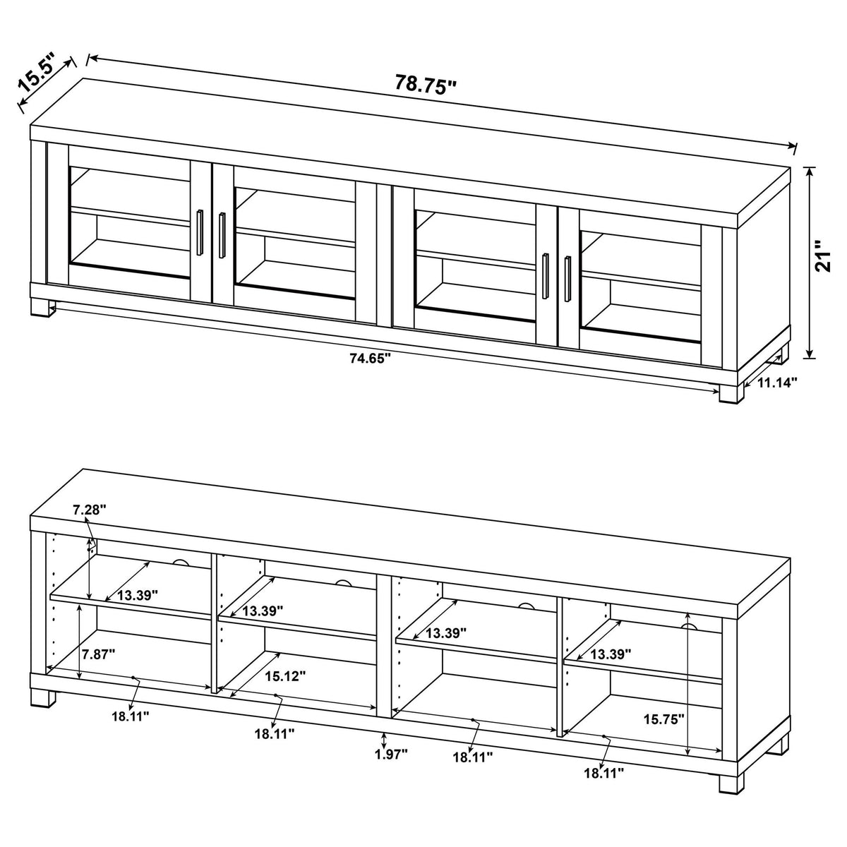 Heron - 3 Piece Entertainment Center With Adjustable Shelving