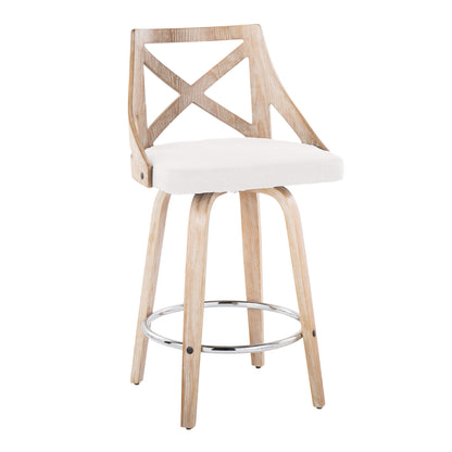 Charlotte - Farmhouse Fixed Height Counter Stool With Swivel And Round Footrest (Set of 2)