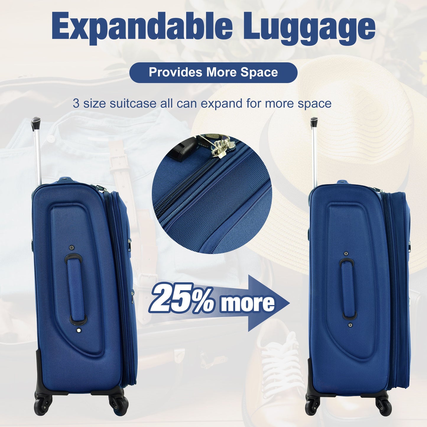Softside Luggage Expandable Set With Duffel Bag Upright Spinner