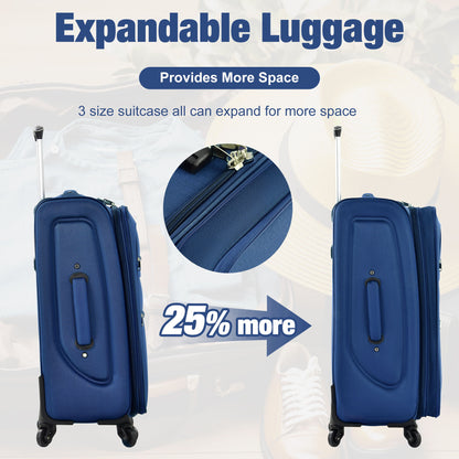 Softside Luggage Expandable Set With Duffel Bag Upright Spinner