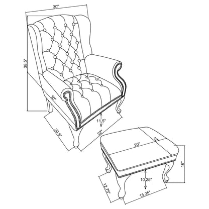 Samantha - Wingback Chair And Ottoman Set - Black