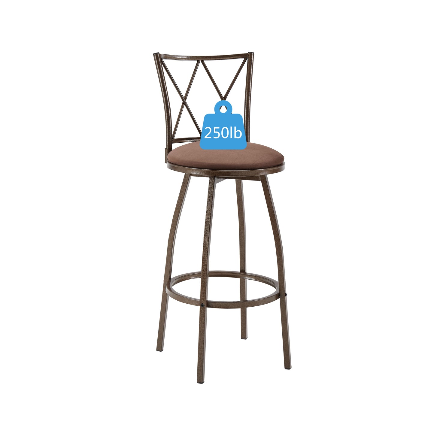 Bar Stools, Bar Chairs With Footrest (Set of 2) - Brown