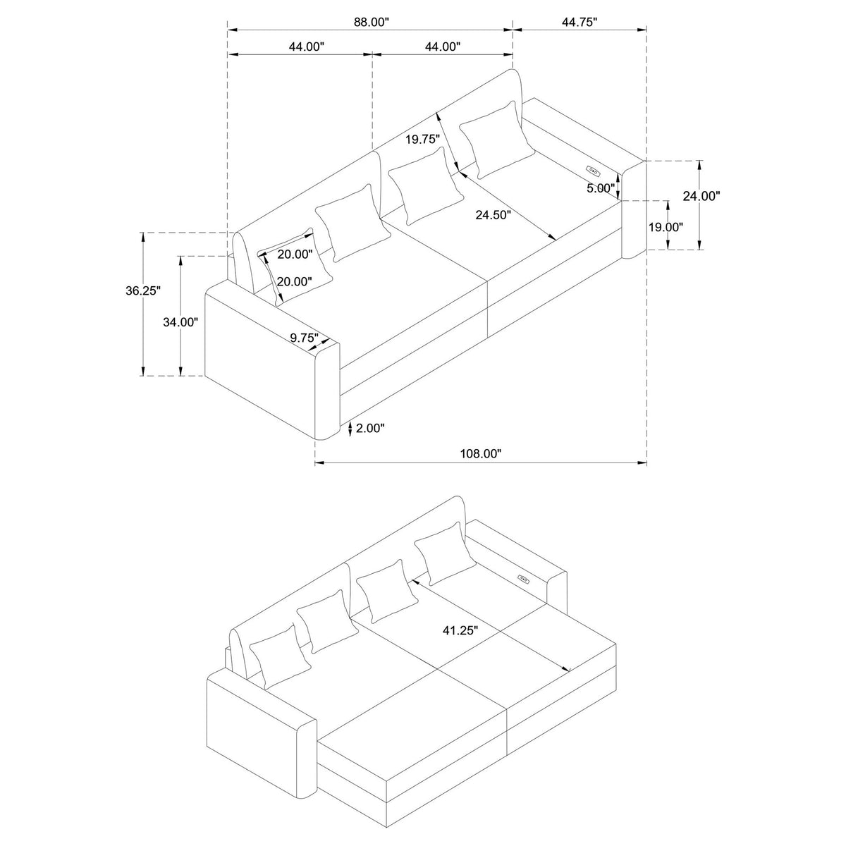 Clifford - Dual Power Chaise Sofa