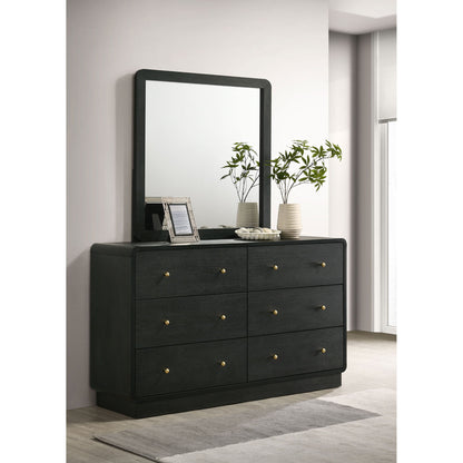 Burton - 6 Drawer Dresser With Mirror - Black
