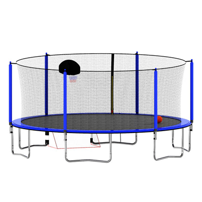 16Ft Trampoline With Basketball Hoop Pump And Ladder (Inner Safety Enclosure) With Soccer Goal