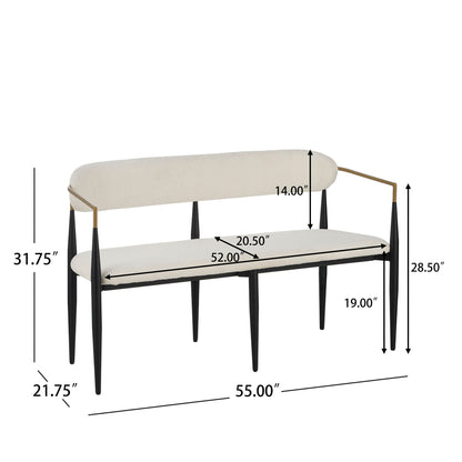 Modern Upholstered Loveseat Settee With Iron Frame