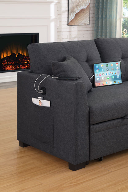 Stylish Sectional Sofa Bed - Dark Gray