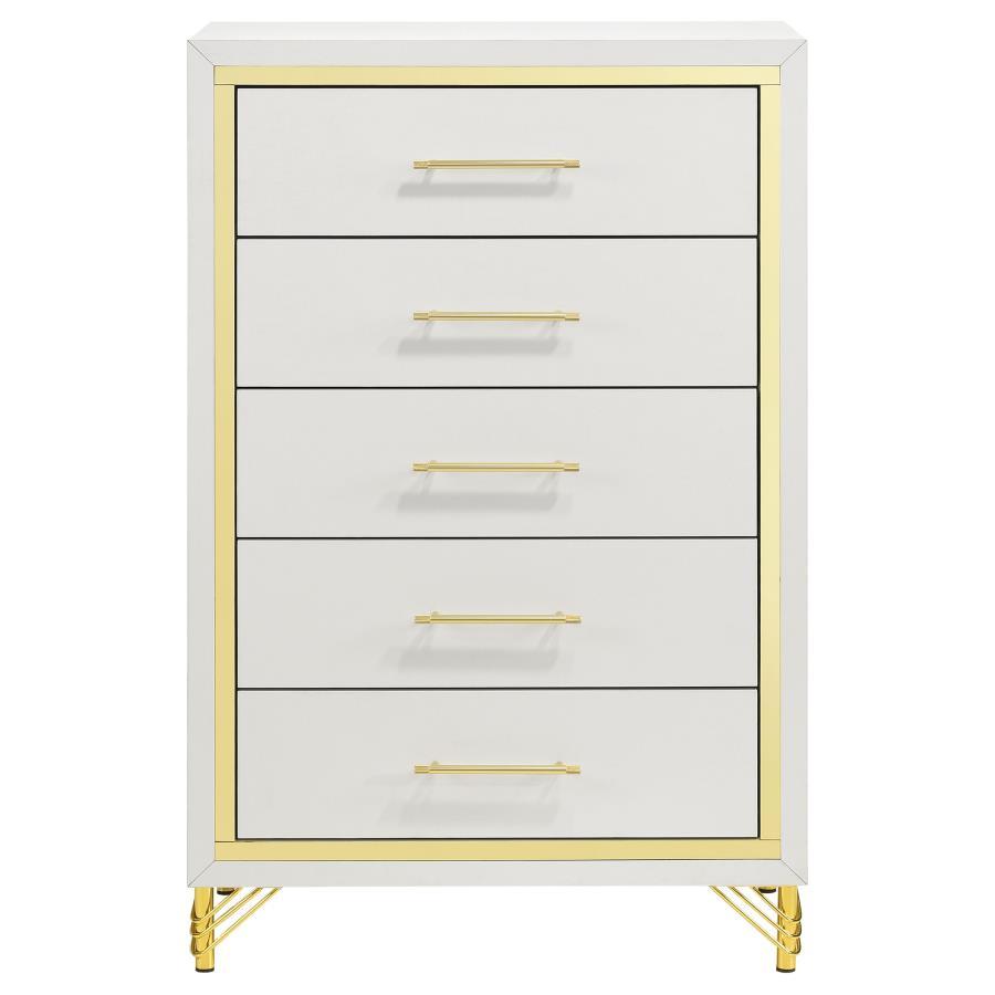 Lucia - 5-Drawer Bedroom Chest - White