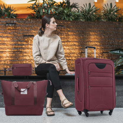 Softside Luggage Expandable Set With Duffel Bag Upright Spinner