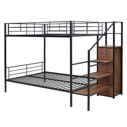 Bunk Bed With Lateral Storage Ladder And Wardrobe