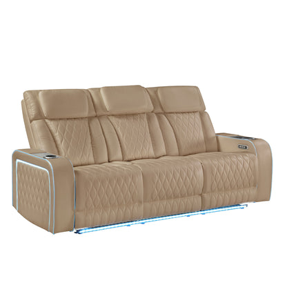 Electra - Power Reclining Sofa With Power Headrests, Drop Down Table, Reading Light, Massage, LED Lighting And USB Control