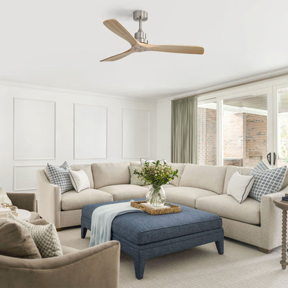 52" Smart DC Ceiling Fan With 3 Blades Reversible Silent Motor