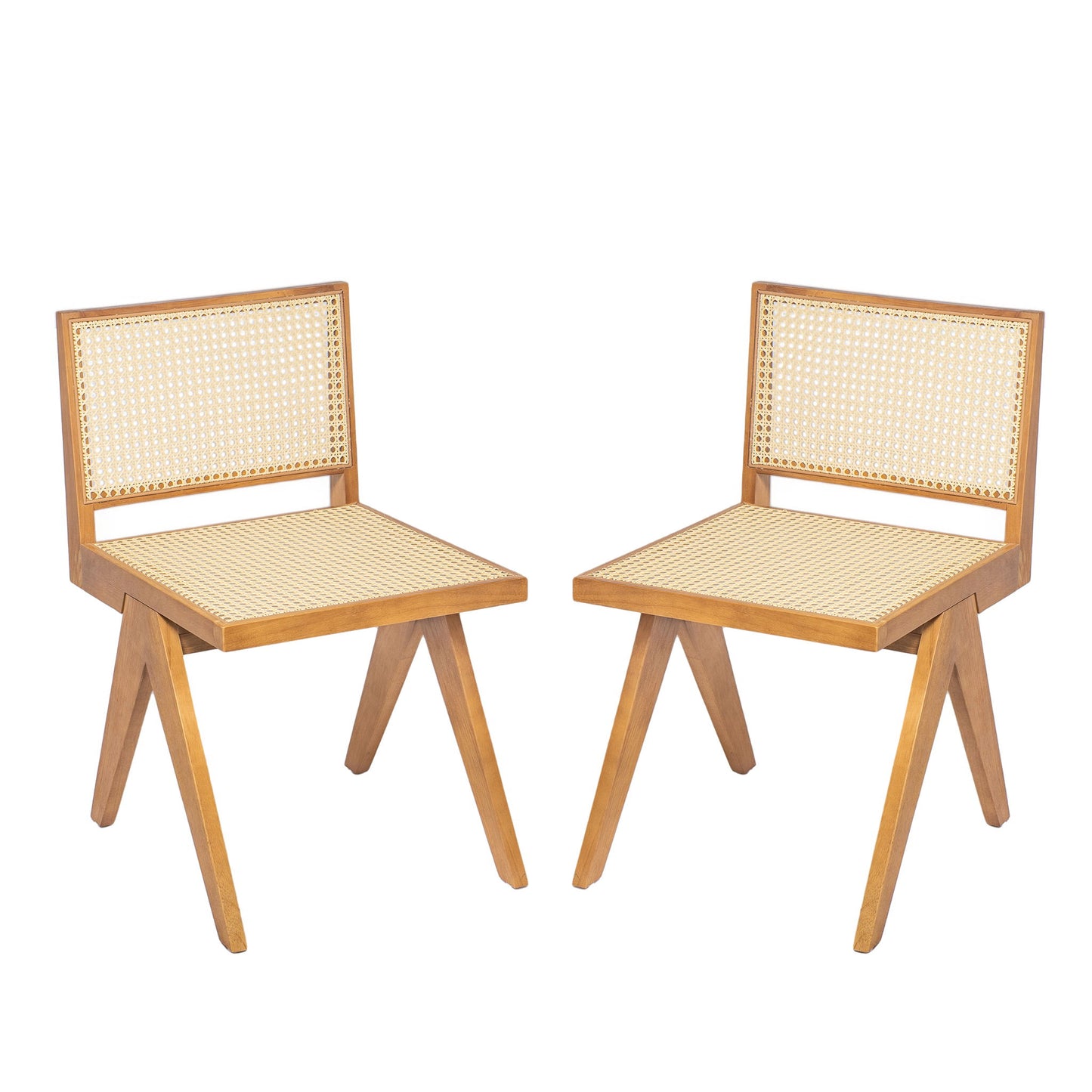 Chandigarh Dining Room Chairs With Natural Rattan (Set of 2)
