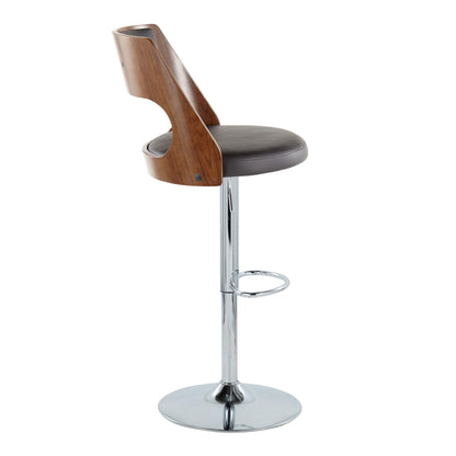 Cecina - Mid-Century Modern Adjustable Height Barstool Wth Swivel And Oval Footrest (Set of 2)