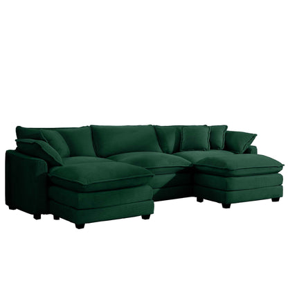 Modern Oversized Modular Cushion Sofa With Ottoman, Low Back, Deep Seating Sofa Set